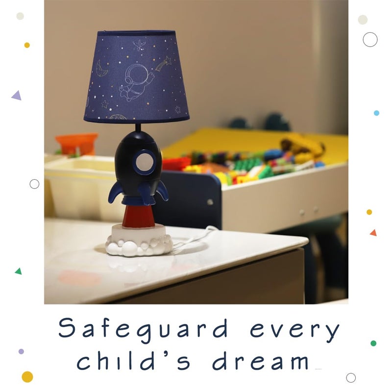 SUREYOND Rocket Lamp,Kids Lamp,Space lamp with E26 LED Blub & Shade,Space Decor for Boys Room,Apply to Space Themed Bedroom Decor(Blue) - Image 3